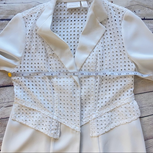 Chico’s Women’s Jacket Eyelet Antique White 3/4 Sleeve Size 0 / 4-6 - Picture 10 of 12
